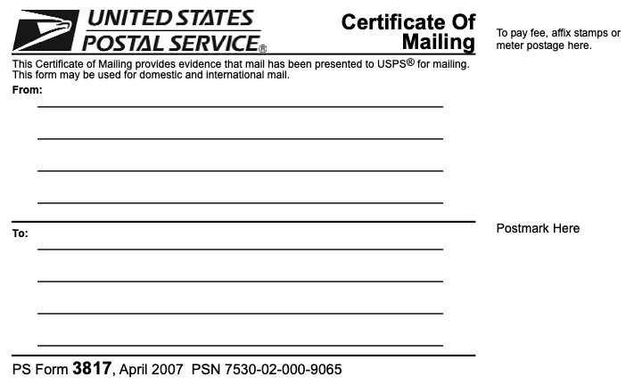 PS Form 3817