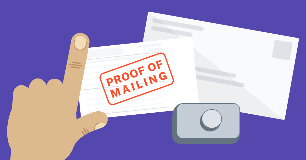 Person receiving proof of mailing with certificate of mailing