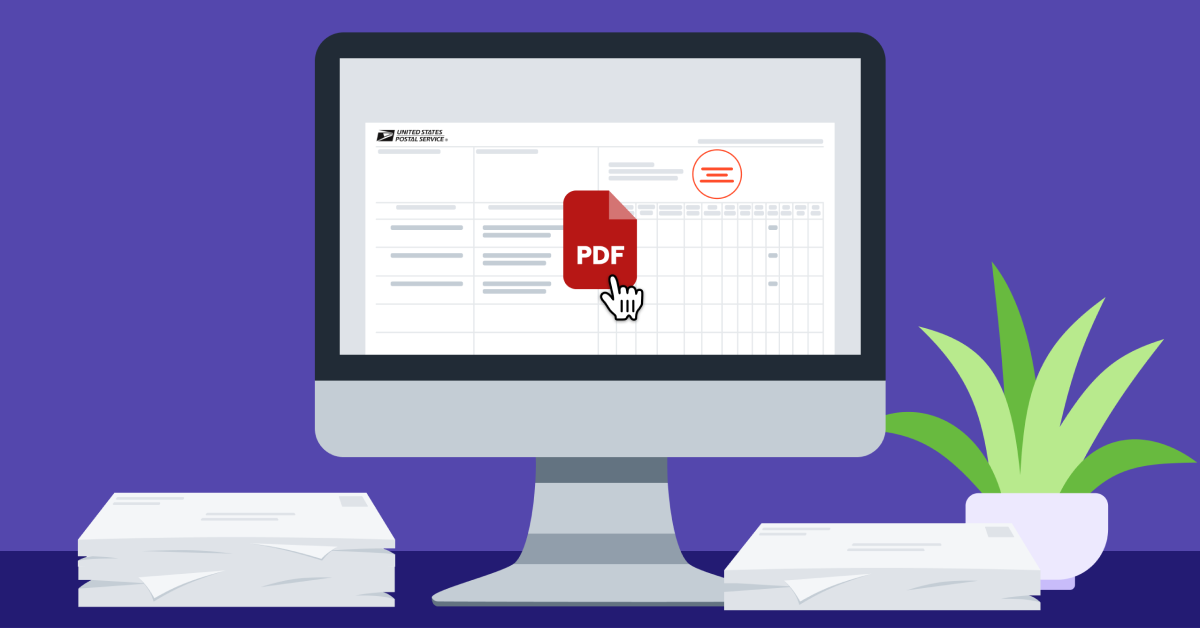 Digitally stamped PS Form 3877 on computer screen